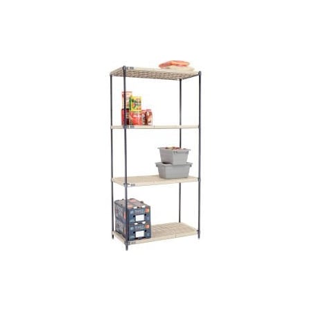 Global Equipment Nexel   , Nexelite reg  , 4 Tier, Vented Plastic Mat Shelving Unit, 42"W x 21"D x 86"H PM21428N